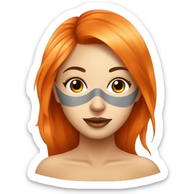 Tan skinned girl with orange hair with face mask spa beauty full face relaxing sticker
