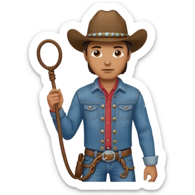 Cowboy riding a horse with whip sticker