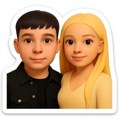 Make the face of the guy on the emoji more closely resemble the guy in the photos by adjusting facial features, eye shape, nose, lips, and hairstyle. Keep the 3D emoji style. The guy is wearing a black t-shirt and a black denim jacket. Remove the background. sticker