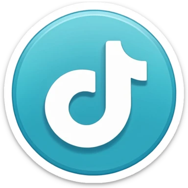 Modern emoji-style TikTok verified icon: cyan-blue circular badge, bold white checkmark, smooth gradient, soft glossy highlights, subtle shine, thick white border, minimalist flat + semi-3D style, smooth edges, high contrast, transparent PNG, high quality, sharp. sticker