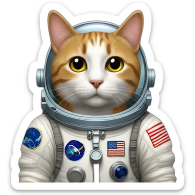 A cat in an advanced astronaut suit sticker