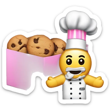 “A pink rectangular box with the Crumbl Cookies logo—a cartoon chef’s head with a cookie in the hat and ‘crumbl cookies’ in lowercase text underneath.” sticker