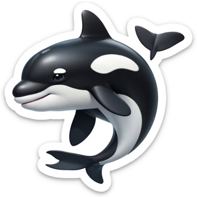 Cinematic Noble orca Portrait Emoji, Poised and majestic, with a sleek, streamlined black-and-white body, piercing intelligent eyes, and a powerful, commanding presence, Simplified yet sharp and sophisticated features, highly detailed, glowing with a soft oceanic radiance, high shine, intelligent and formidable, stylized with an air of deep-sea dominance, focused and alert, soft glowing outline, capturing the essence of an apex predator that appears ready to surge out of the waves with effortless authority! sticker
