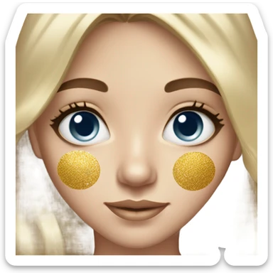 White Skin care on white freackles skin of a brunett blue eyes girl using Gold gel patches under eyes sticker