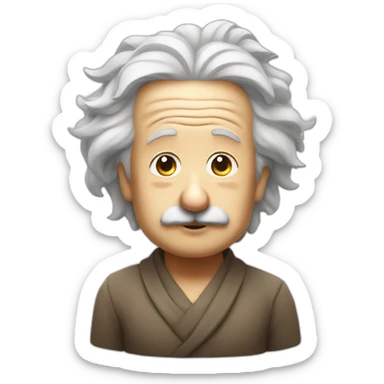 Einstein sitting in yoga position with eyes closed sticker
