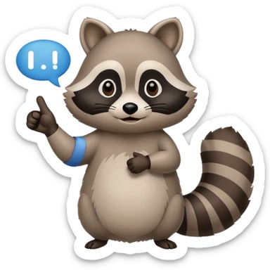 calm raccoon mascot pointing to text bubble, soft gesture, minimalistic, rounded shapes, educational assistant vibe, supportive expression sticker