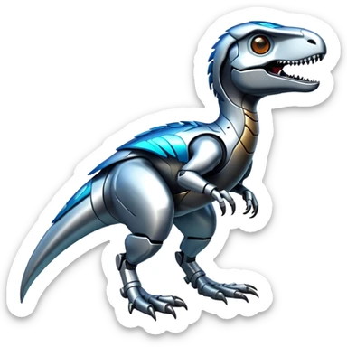 Shiny Futuristic Metallic Glossy Fakemon-Pokemon-Digimon-Spectrobes-Raptor-fusion, full body sticker