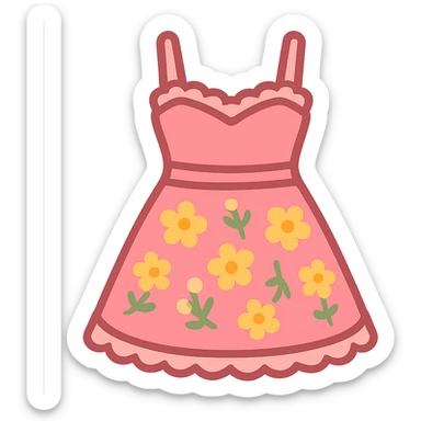 frilly lacey floral pink summer sundress, flat twitter-style emoji sticker