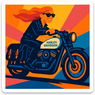 Add black leather saddle bags to the motorcycle, keep the vibrant toon style and all original details. sticker