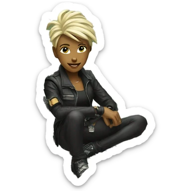 cyber punk in front of  pile of cash sticker