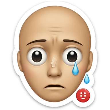 Face with tears holding a button saying its time for the world to end sticker