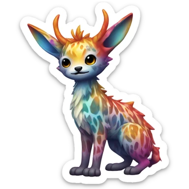 a colorful edgy cute kawaii vernid-fionbri with splash patterns full body sticker