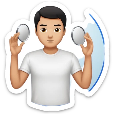 a man stading in front of mirror sticker