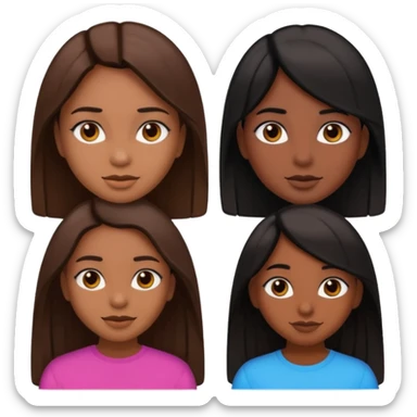 generate a strait and brown haired girl turning into a black and strait haired girl emoji sticker