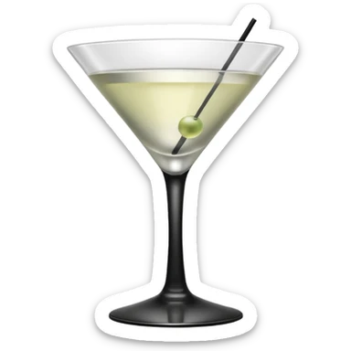 clean and minimal composition, elegant martini glass with a clear drink, subtle condensation, soft natural lighting, smooth matte textures, modern masculine design, minimal background, calm and refined mood, cinematic soft shadows, high resolution sticker