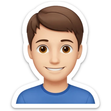 young adult man with smile sticker