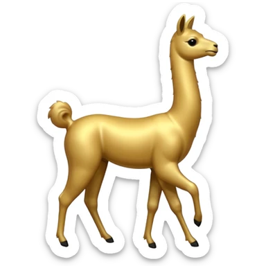 A silhouette of a small golden llama dancing sticker