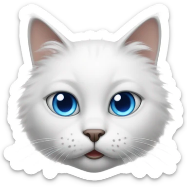 White cat with blue eyes with a fur at the nose and mouth arena sticker
