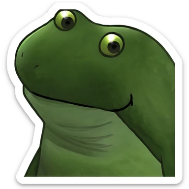 green bufo frog with dark spots representing hyperpigmentation, humorous sticker