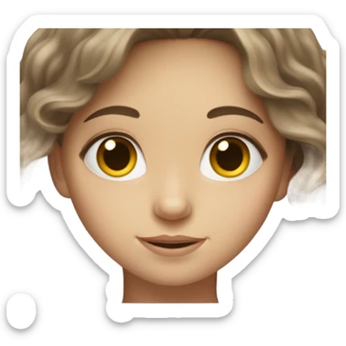 Pale brunette girl with hazel eyes and wavy hair sticker