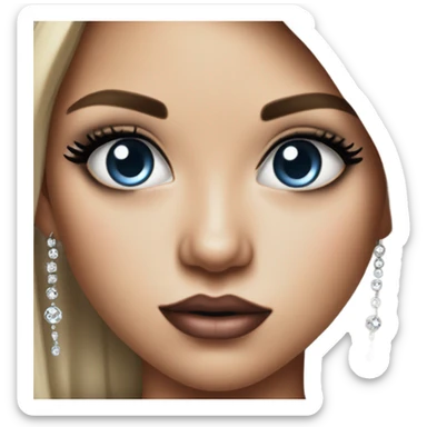realistic portrait of a girl with piercings in ear and rhinestone makeup on eyes EMOJI sticker