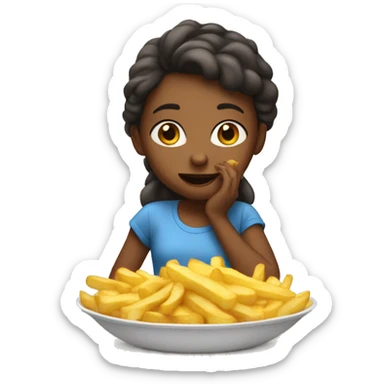 a girl eating fried potatoes sticker