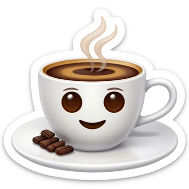 Cinematic Realistic Turkish Coffee Drink Emoji, depicted as a small cup of strong, aromatic coffee with thick foam rendered with detailed textures and warm, inviting lighting. sticker