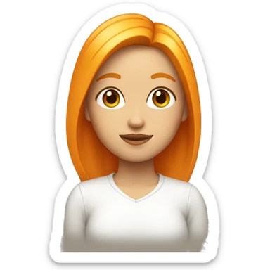 Chica con pelo rubio, saco naranja y camisa blanca sticker