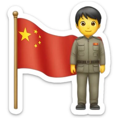 Flag of China with a person sticker