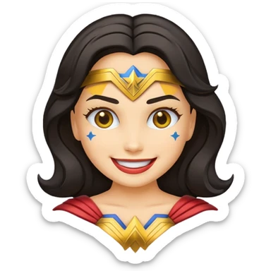 create a yellow emoji of wonder woman. style old emoji sticker