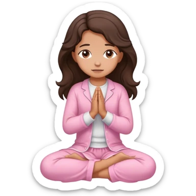 Girl with wavy dark brown hair and slight tan skin praying on her knees to the Lord in a light pink clothing  sticker