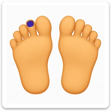 Create a simple and playful realistic emoji style image of two feet viewed from the top, soles facing forward, with a clean emoji look. The image should be non-explicit and match the reference photo's perspective and style. sticker