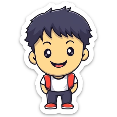 K-pop male idol face with black hair and a big smile sticker