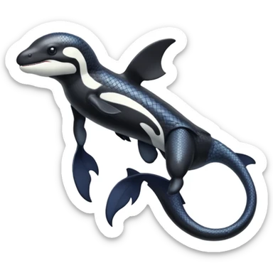 Black and white Orca-reptile-reptilian-lizard-skink-gecko-Digimon-Fakémon-hybrid full body, two legs, arms, tail sticker
