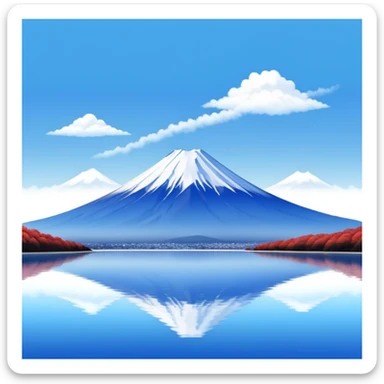 Mount Fuji, the iconic snow-capped mountain of Japan with blue sky sticker