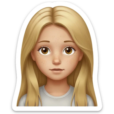 A young girl with long dirty blonde hair and hazel eyes sticker