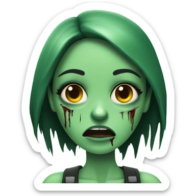 Brunette zombie girl in horror green creppy sticker