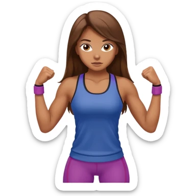 Gym girl tan skin and brown long hair  sticker