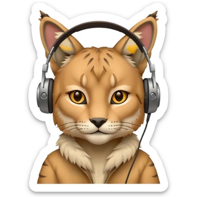 lynx with headphones listening to music sticker