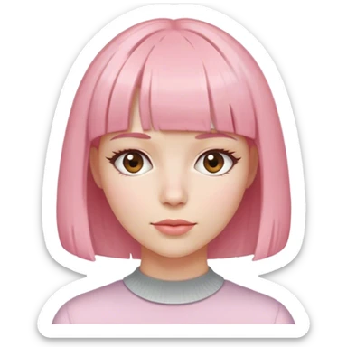 woman with light pink bob hair and bangs sticker