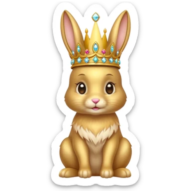 bunny King – proud golden bunny wearing a tall jeweled crown, sitting sticker