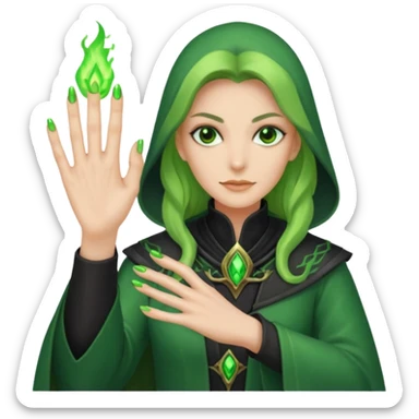 world of warcraft warlock hand with green fire checking nails like a pedicure was just done  sticker
