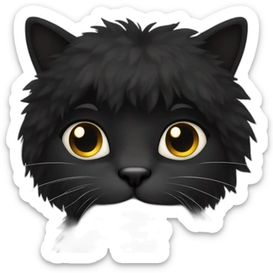 Black furry cat sticker