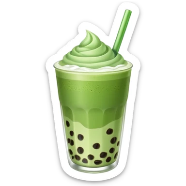 matcha latte with boba and ice sticker