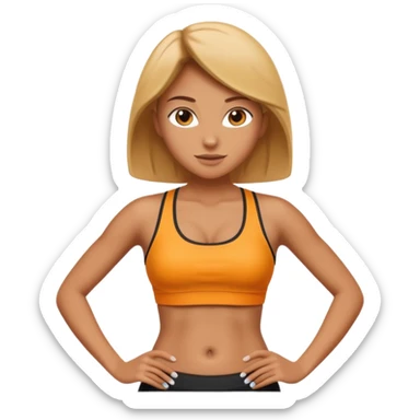 sporty woman cartoon emoji style belly abs sticker
