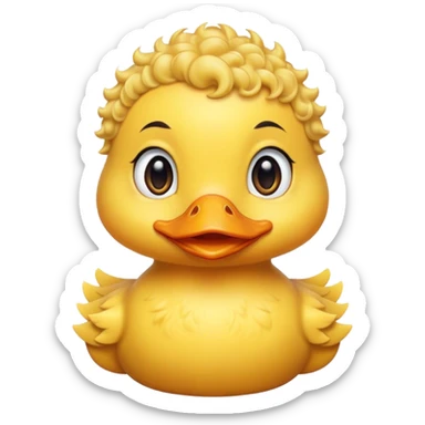 Yellow cute duck with short curly hair  sticker