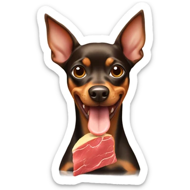 Miniature Pinscher eating beef sticker