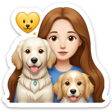 a  girl with long hair with 2 white Golden Retriever sticker