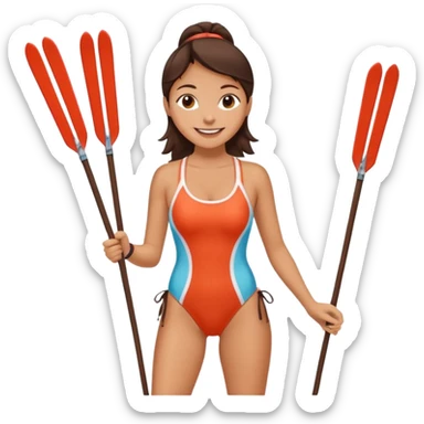 langrennski i ene hånden, bading, brunette, jente, chili, glad, baddrakt sticker