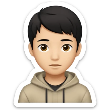 Asian Brown teenage boy with black hair black eyes sticker